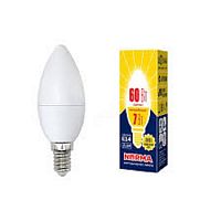 Лампа светодиодная Volpe Norma C37 Свеча Е14 220В 7Вт 600Лм 3000К 37х100мм картинка 